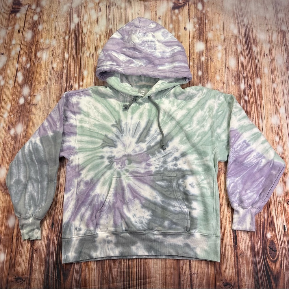 Aritzia TNA Cozy AF Fleece Boyfriend Hoodie Pullover Sweater Tie Dye Size 1